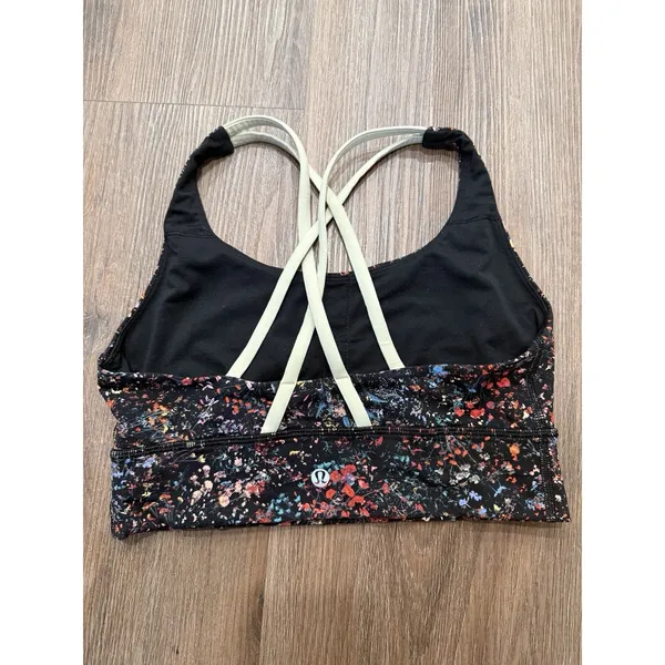 Lululemon Multicolor Speckled‎ Wildflower Strappy Sports Yoga Bra Sz 6 - Image 3