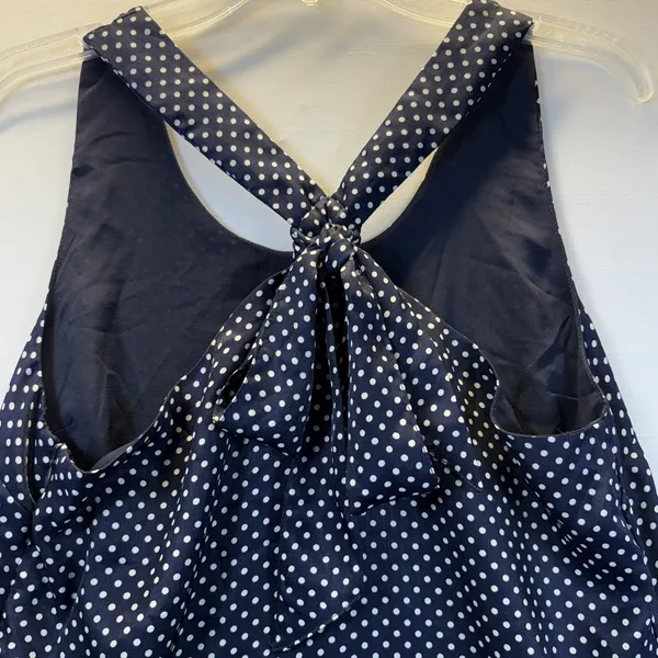 Pixley womens mirin‎ Dress blue Polka Dot Shift Tie razerBack Lined Small - Image 4