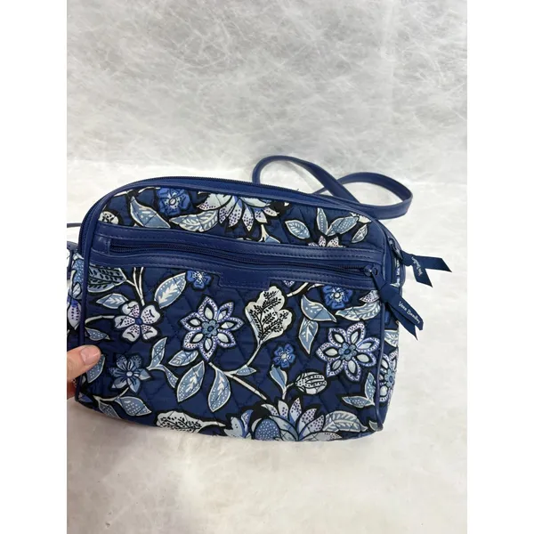 Vera Bradley Blue‎ Floral Quilted Cotton Crossbody Bag Adjustable Strap - Image 2