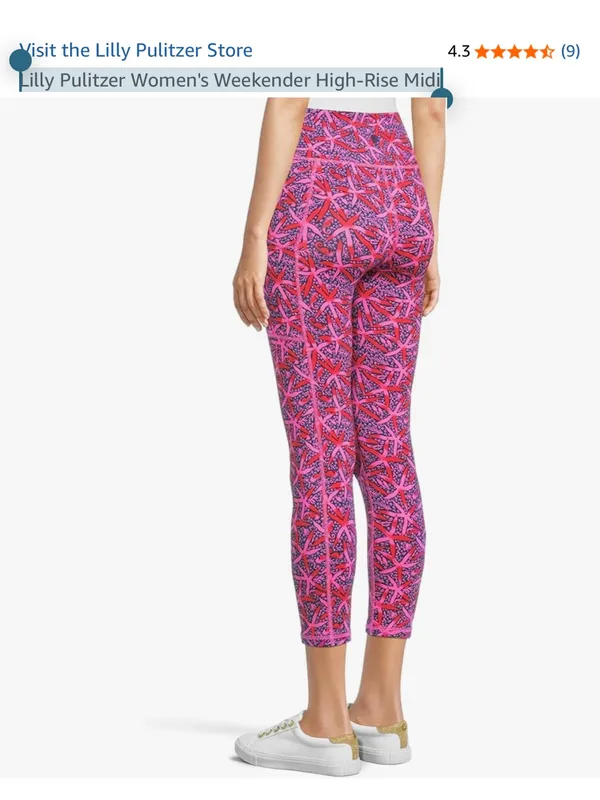 Lilly Pulitzer Luxletic Weekender High Rise Leggings Passion Fruit Pink Star - Image 4