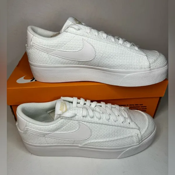 Nike unisex Blazer Low leather-trimmed crocheted platform sneakers casual comfy - Image 3