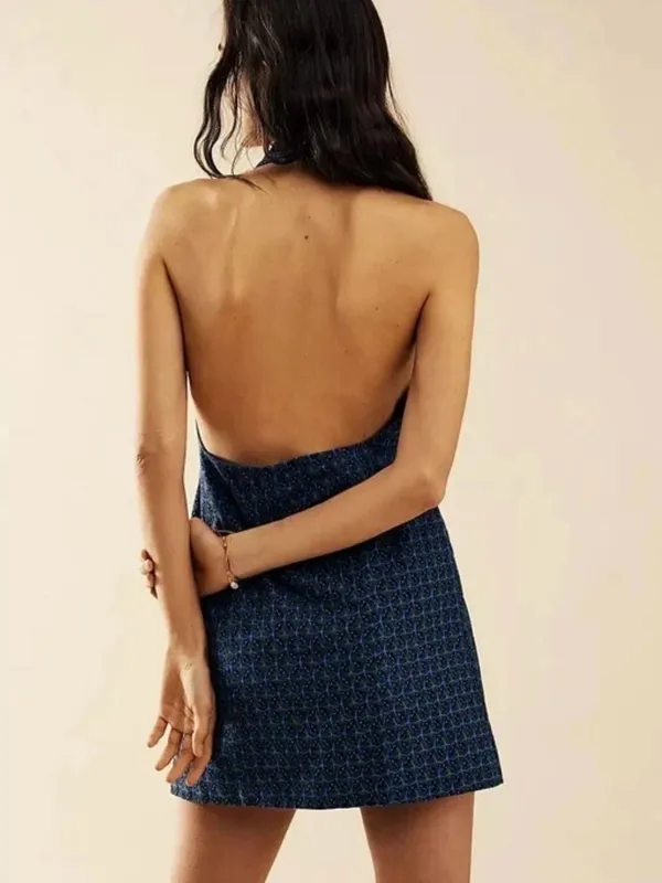 Free People Navy Blue Sleeveless Blazer Mini Dress - Image 3