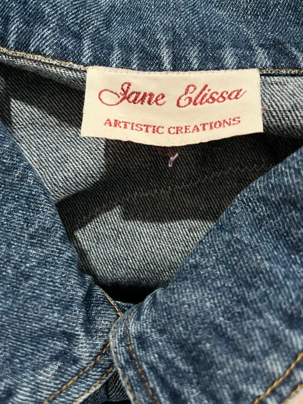 Jane Elissa Artistic Creations Vintage Denim Jacket Size Large - Image 5