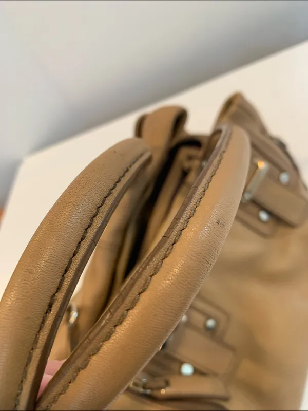 Banana Republic Genuine Leather Large Camel Tan Satchel Handbag Shoulder Bag - Image 9