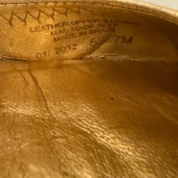 Tory Burch Reva Gold Metallic Ballet Flats Grained Leather Logo Size 7 Y2K - Image 8