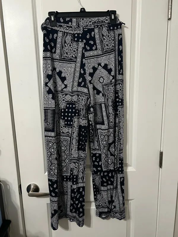 Bandana print boho flowy pants Black Size L - Image 2