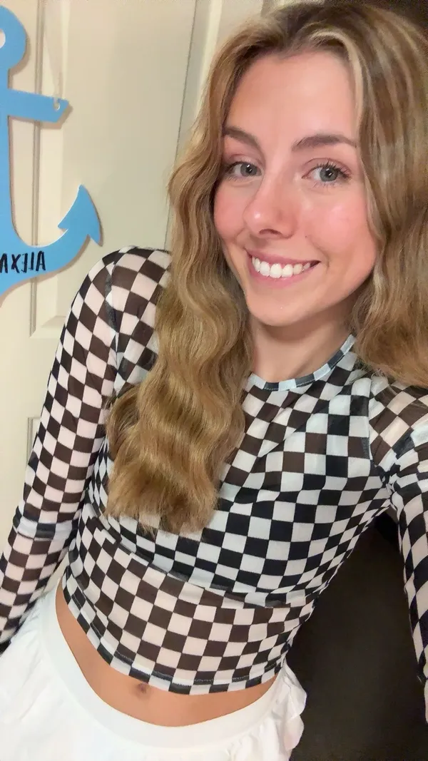 Amazon Checkered Long Sleeve Mesh Top  - Image 2