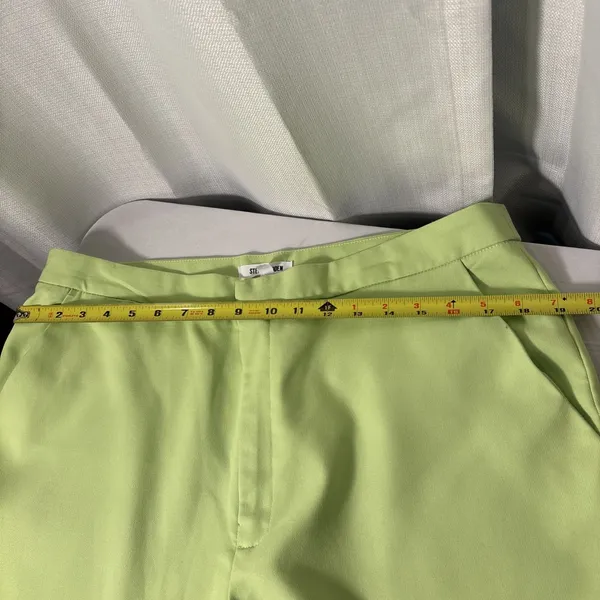 Steve Madden Spencer Split Hem High Rise Flared Pant Neon Green Women Size XL‎ - Image 6