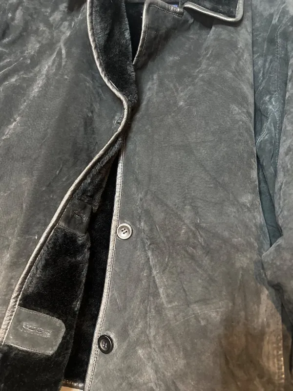 Venezia Womens 26/28 Black Genuine Leather Jacket Plus Size Plush Trim Vintage - Image 3