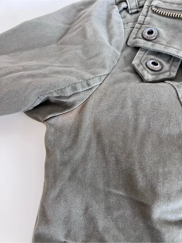 Abercrombie & Fitch Women Y2K Olive‎ Green Utility Jacket Flap Pockets Military - Image 8