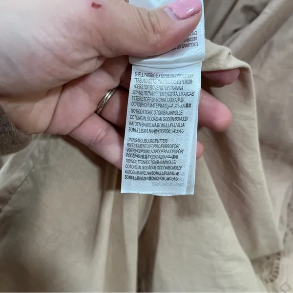 Farm Rio Eyelet Trench Coat – Tan Embroidered Long Jacket Sz XS - Image 10