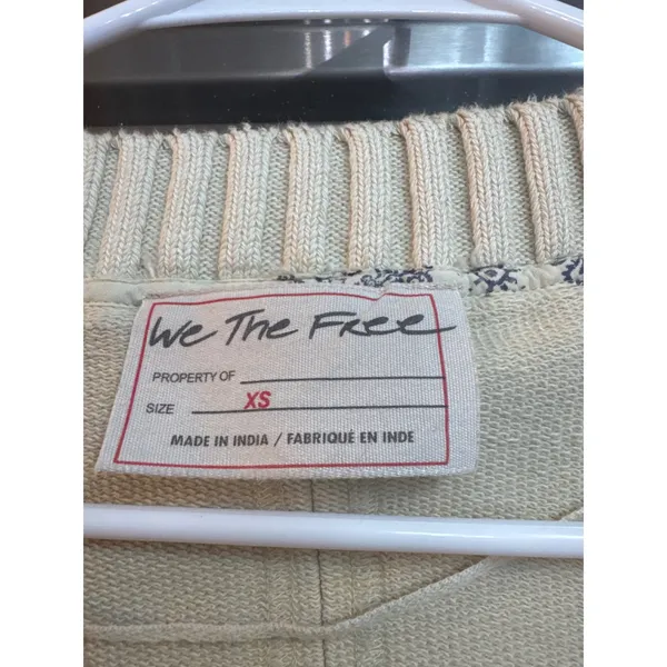 We The Free Free People Oversized V-Neck Sweatshirt Cream Exposed Seam XS‎ - Image 4
