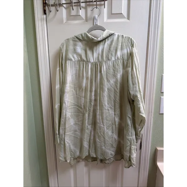 Soft Surroundings Tunic‎ Sz 1X Green Tie Dye Shirt Blouse Flowy Coverup Sheer - Image 4