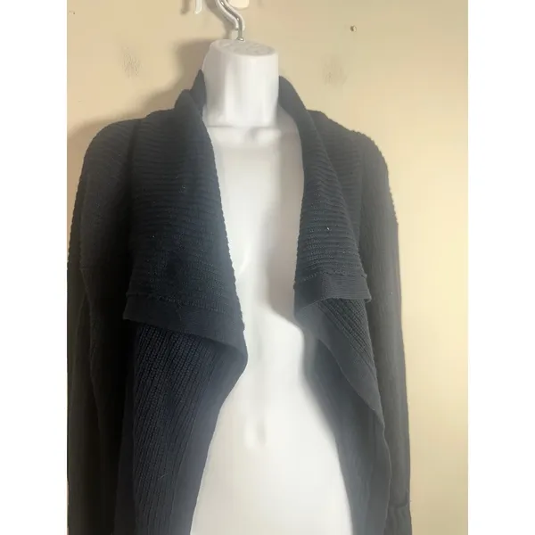 Splendid Talia Oversized Silk Blend Ribbed Cardigan Navy Blue RF1S920 Womens S‎ - Image 5