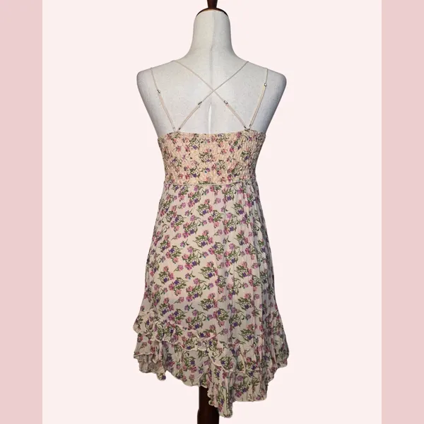 Free People One Adella Pink Floral Asymmetrical Strappy Sleeveless Dress - Image 2