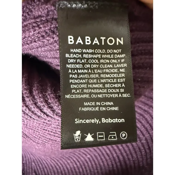 Babaton Purple Ribbed Knit Mock Neck Long Sleeve Sweater Top Plum Womens - Image 5