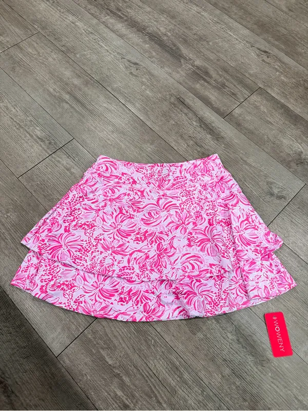Bright Pink Tropical Print Ruffle Skort Size M - Image 3