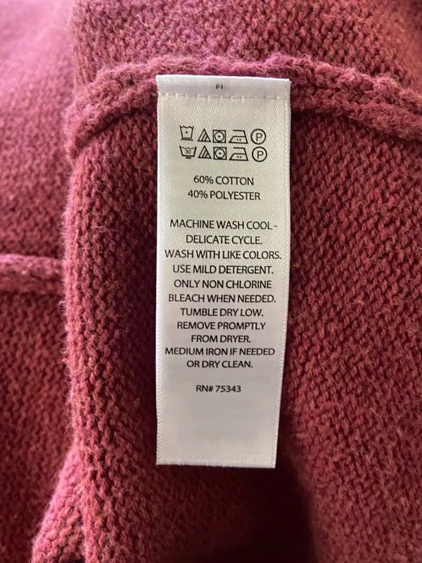 Tahari Patch Pocket Cardigan Sweater Burgundy Size XL Coastal Preppy Minimalist - Image 4