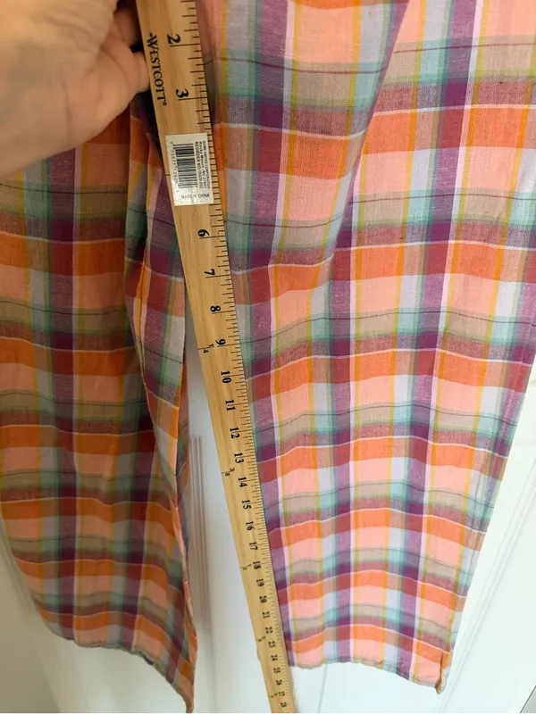 Billabong x The Salty Blonde Break Point Cropped Linen Blend Plaid Pants 25 - Image 6