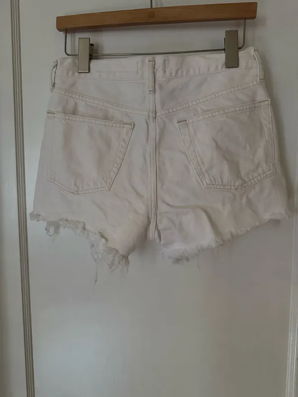 AGOLDE white denim cutoff shorts - Image 2