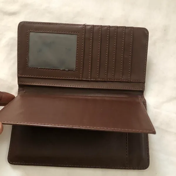 Unique Western boho Brown black woven leather wallet silver studs - Image 2