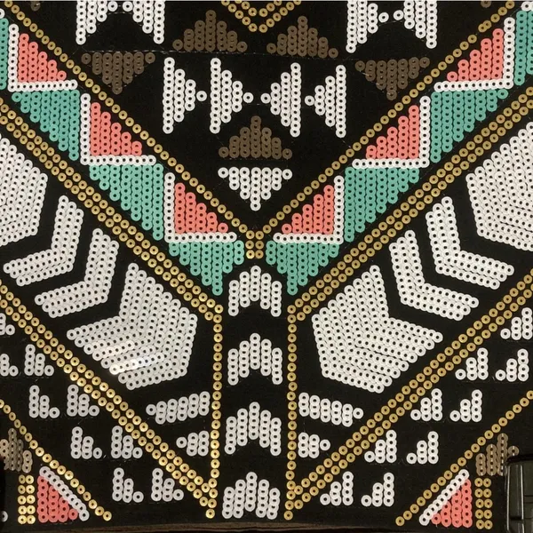 Express Sequin Mini Skirt Geometric Aztec Tribal Pattern Embellished Party Small - Image 3