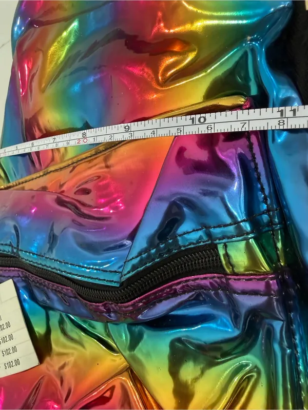 Jennifer K Holographic Rainbow fashion Metallic kids Backpack cute - Image 3