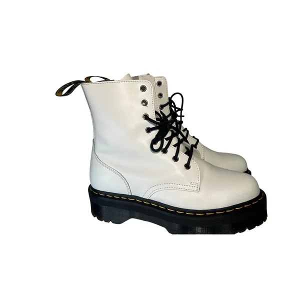 Dr. Martens Jadon Platform Boot 11 White Leather Side Zip Chunky Combat Lug Sole - Image 2