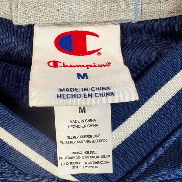 Champion New York 19 Cropped Football Jersey Top Women's Medium Blue Lace - Image 5