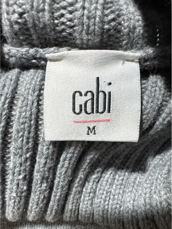 cabi Medium Gray Turtleneck Sweater with Funky Purple Leafy - Image 2