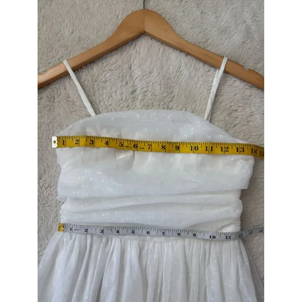 Lulus Darling Sweetheart White Swiss Dot Ruched Midi Dress Size XS bridal Shower - Image 7