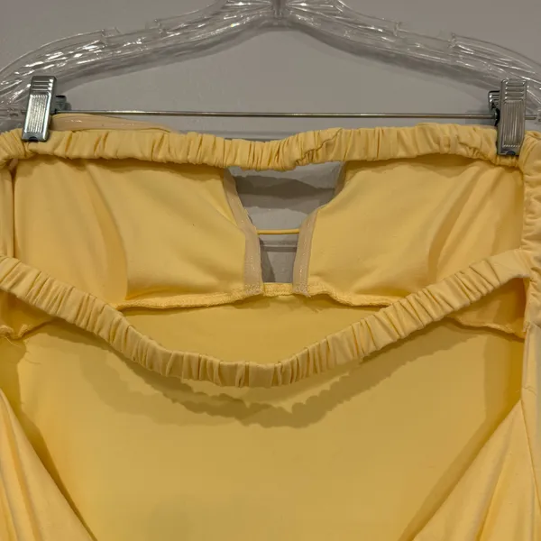 Yellow Strapless Mini Dress Size M - Image 4