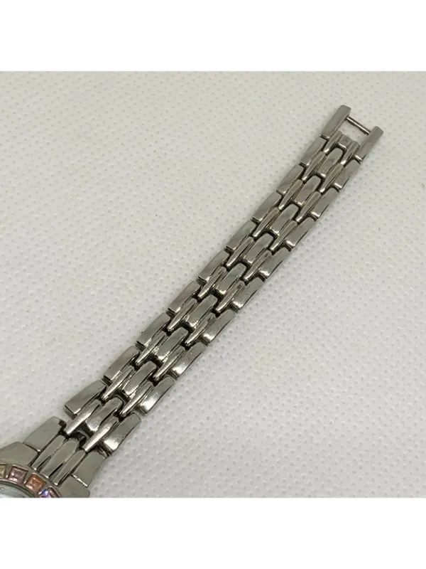 Vintage Elgin women’s watch silver tone mop dial Gemstones quartz 23mm running - Image 5