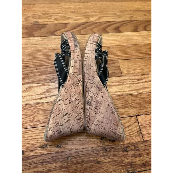 Sbicca of California Black Knotted Cork Wedge Sandals Size 8 - Image 6