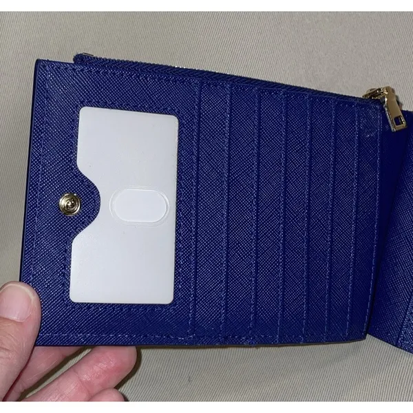 Travelambo Womens Slim Bifold‎ Wallet Blue Vegan Leather Card Organizer Zipper - Image 5