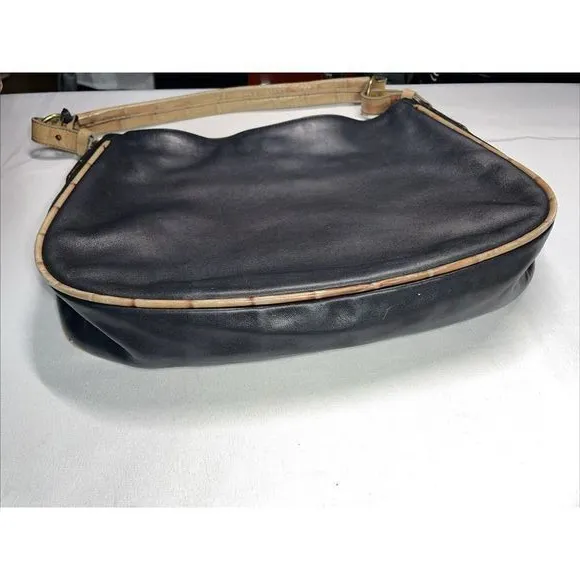 Brahmin Black‎ Leather Handbag Pecan Croc Embossed Trim & Handle 13x9.5" - Image 8
