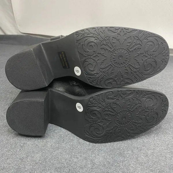 Pazzle Ankle Boots Womens Block Heel‎ Western Buckle Detail Black Sz 9 - Image 8