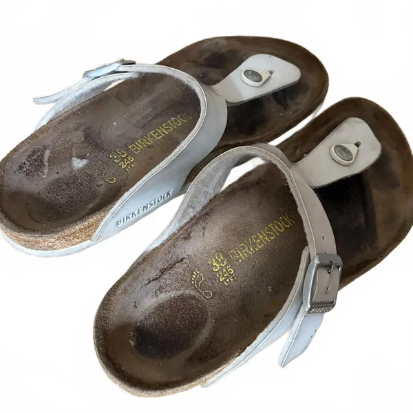 Birkenstock Gizeh Sandals Leather Thong White EU Size 38 Women 7 L7 M5 - Image 3