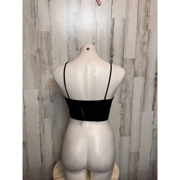 Jitren Clothing Black Faux Leather Spaghetti Strap Crop Top – Size Medium NWT - Image 2