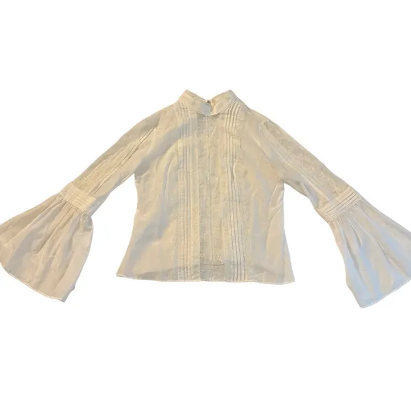 Chico's WHBM Sheer Cream Lace Pirate Blouse Boho Festival Poetic Top S Cotton‎ - Image 4