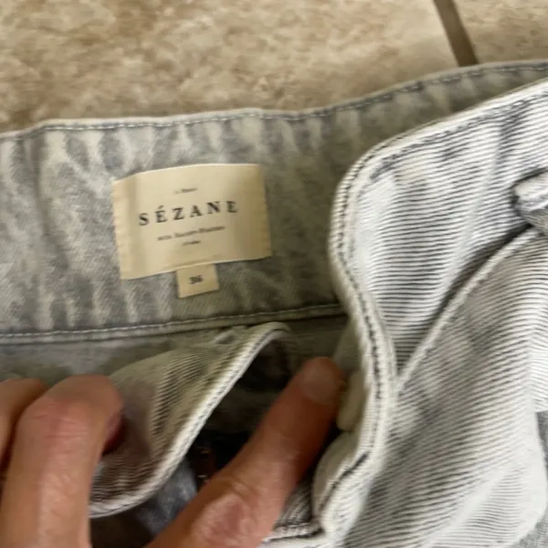 Sezane Austin Light Gray Wash Paperbag Waist Tapered Denim Pants Size 36 FR 4 US - Image 7