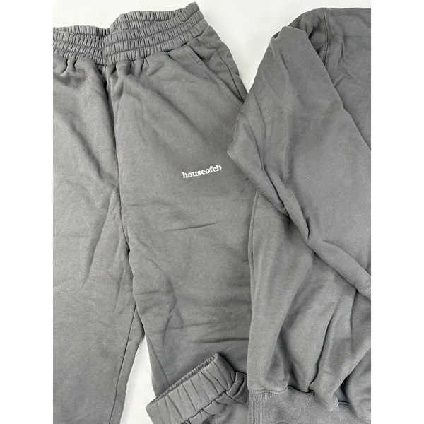House of CB - Logo Cotton Hoodie & Joggers in Charcoal - Image 3