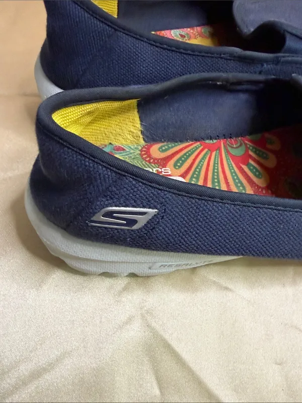 Skechers Kids Slip-On Sneakers in Navy with Yellow Liner - Image 3