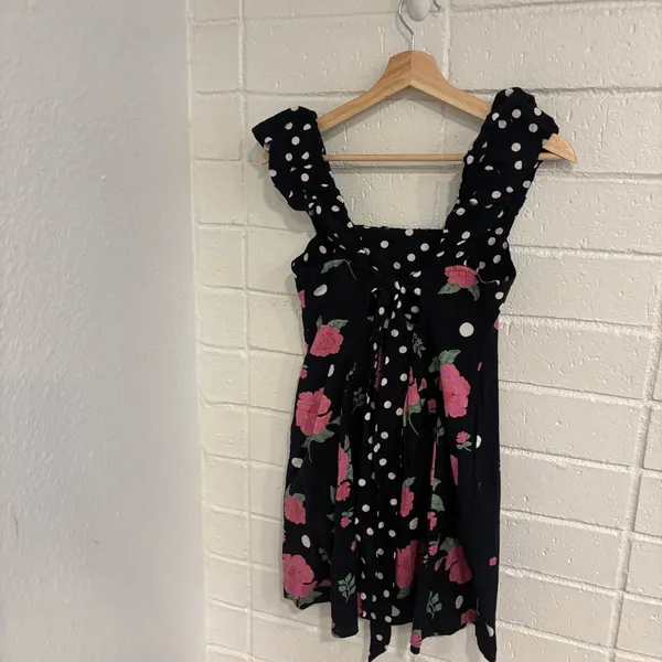Free People bom bom mini dress in black and pink - Image 7