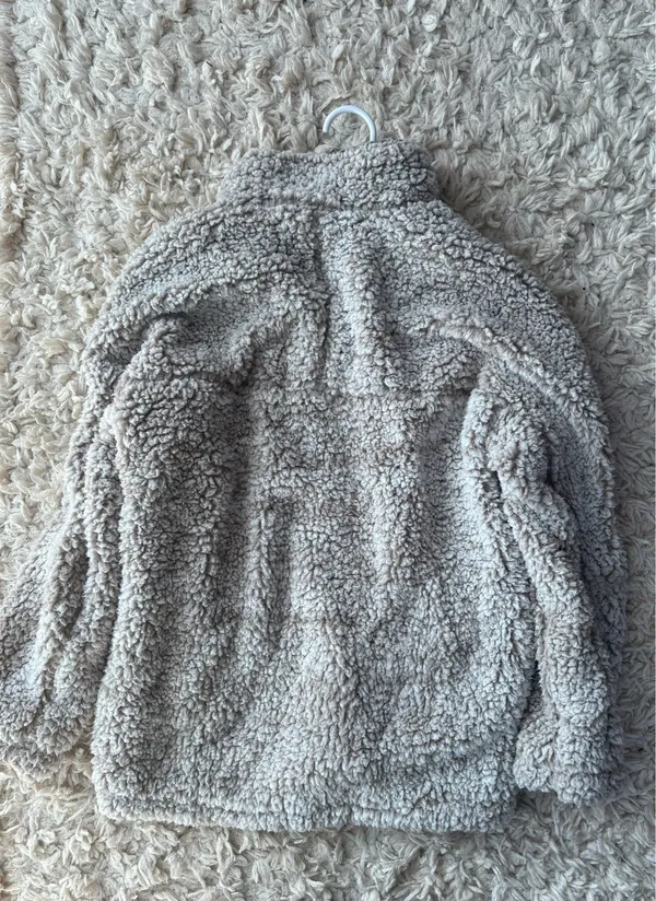 Altar'd State Brown Fleece Cream Sherpa Pullover Oversized 1/4 Zip - Image 4