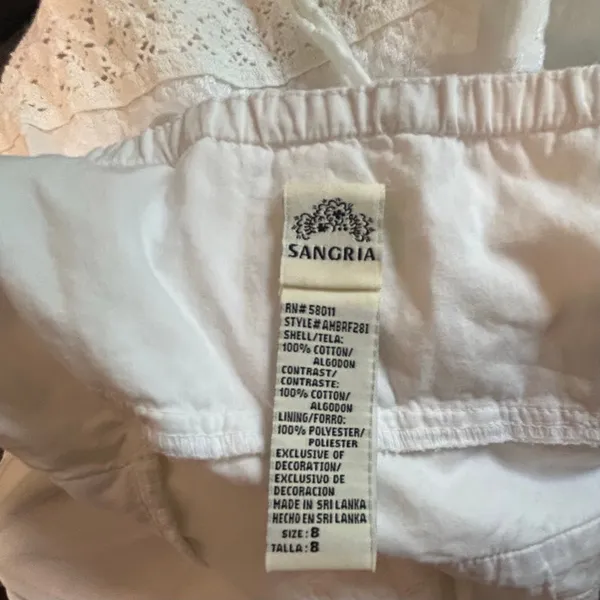 Sangria White Midi Dress Y2K Eyelet Baby Doll Halter Side Zip Cotton Size 8 FLAW - Image 8