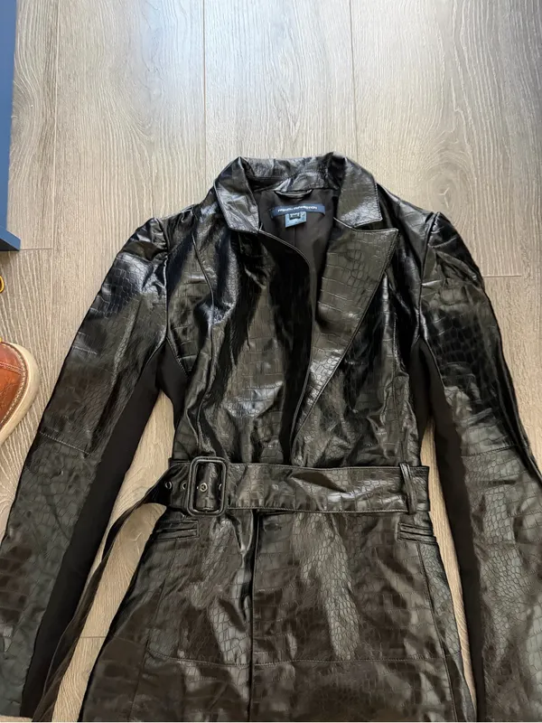 French Connection Black Croc Leather Belted Blazer Dress - - Image 6