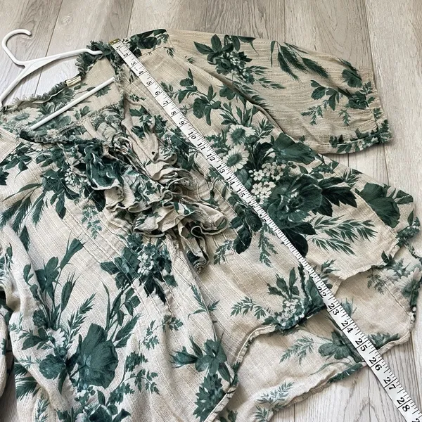 Denim & Supply Ralph Lauren Top cotton floral ruffle womens Beige (large) boho - Image 5