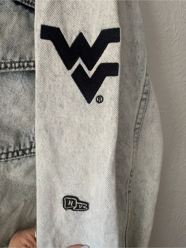 Hype & Vice West Virginia WVU Cropped Denim Jean Jacket XL NWT Damaged New Game - Image 5