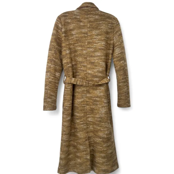 Anthropologie 10 / M Trench Mid Length Coat Jacket Belted Tweed Knit Womens Felt - Image 4